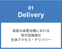 01 Delivery 高度な疾患治療における高付加価値な生体アクセス・デリバリー