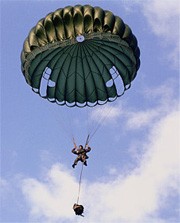 アメリカ空軍のパラシュート(写真は現代のものです）