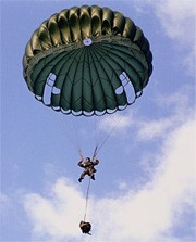 アメリカ空軍のパラシュート(写真は現代のものです)
